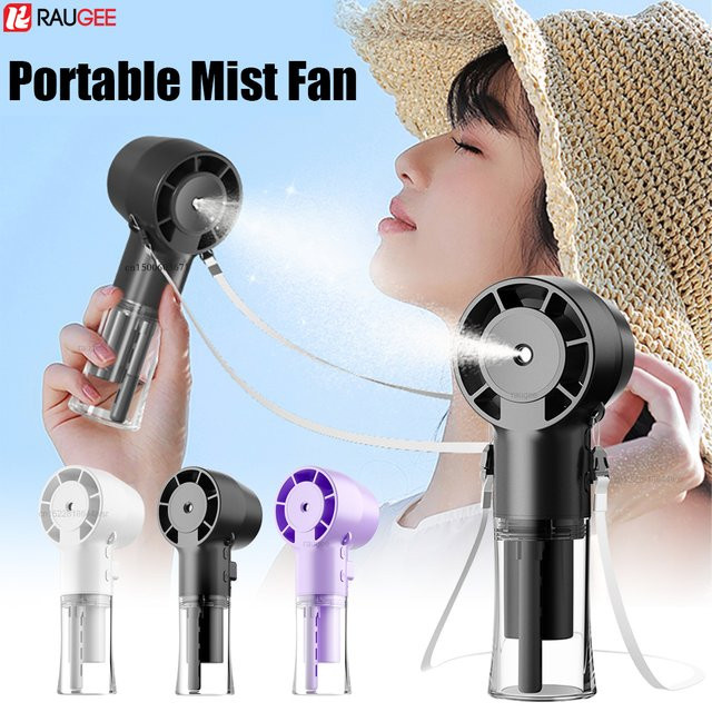 Tragbarer Mini Wassernebel-Ventilator von raugee mit Luftbefeuchter, USB-aufladbar, Farbe: Schwarz - Bild 1