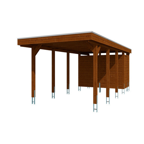 SKANHOLZ Carport Friesland aus Fichte mit Abstellraum und Flachdach, Farbe: Nussbaum/Braun, B: 320 cm, T: 708 cm - Bild 2