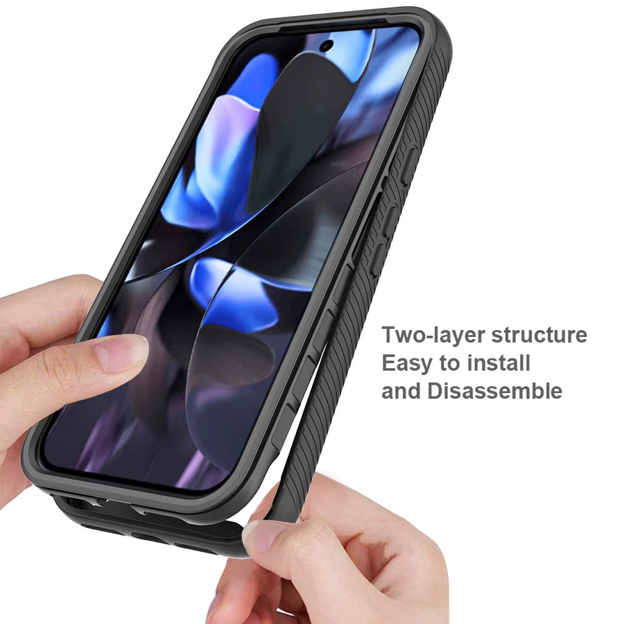 Robuste 2in1 Hybrid Schutzhülle aus TPU und PC für Google Pixel 10, 9, 8, 7, 6 Pro XL A in Transparent Schwarz - Bild 3