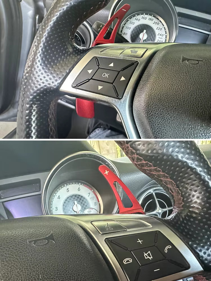 ATDTING Paddle Shift Verlängerung aus Legierung in Rot für Mercedes Benz GLK GLA CLS CLA ML SLK A B C E-Klasse - Bild 3