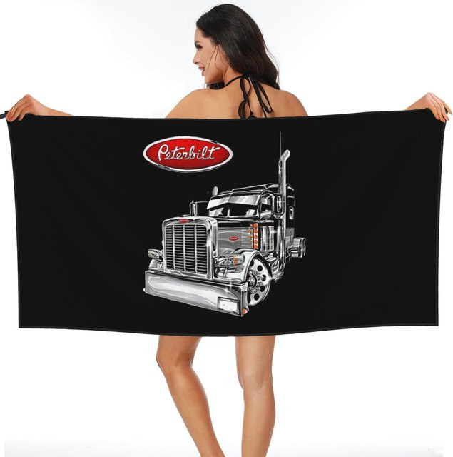 Peterbilt LKW Strandtuch aus Mikrofaser, schwarz, B/H: 80 x 160 cm - Bild 1