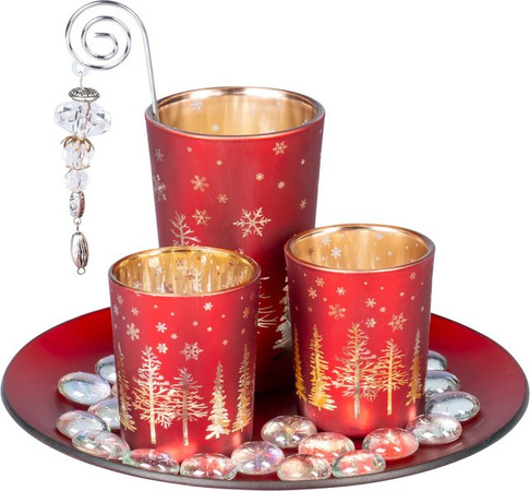Weihnachtsteller von Viva Domo in Rot, rund für die Tischdekoration