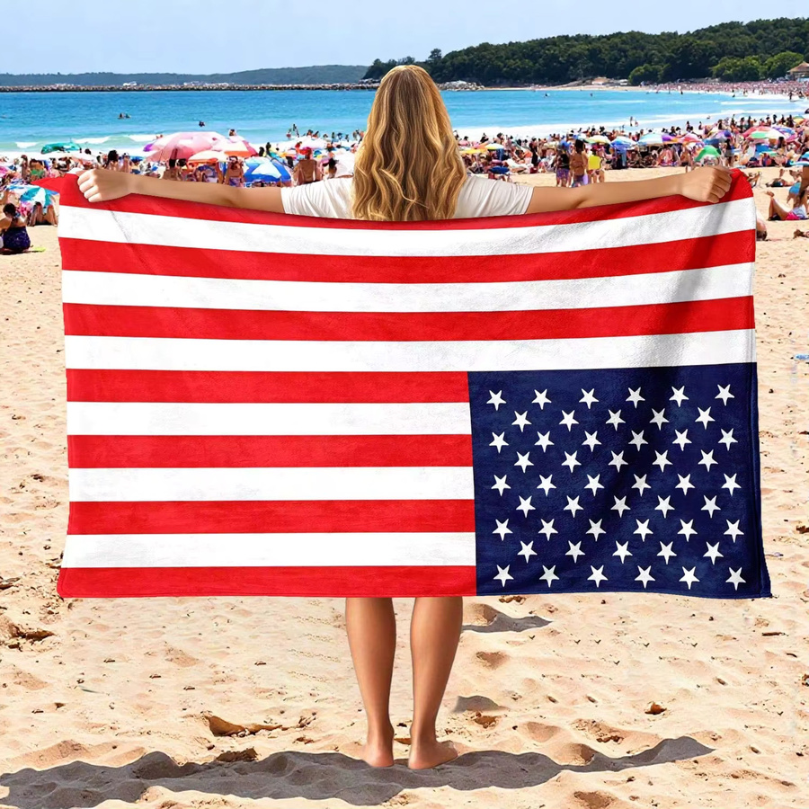 Potdemiel Strandtuch mit amerikanischer Flagge, gestreift, Multicolour, schnell trocknend aus Mikrofaser, Breite: 60 cm, Höhe: 40 cm - Bild 2