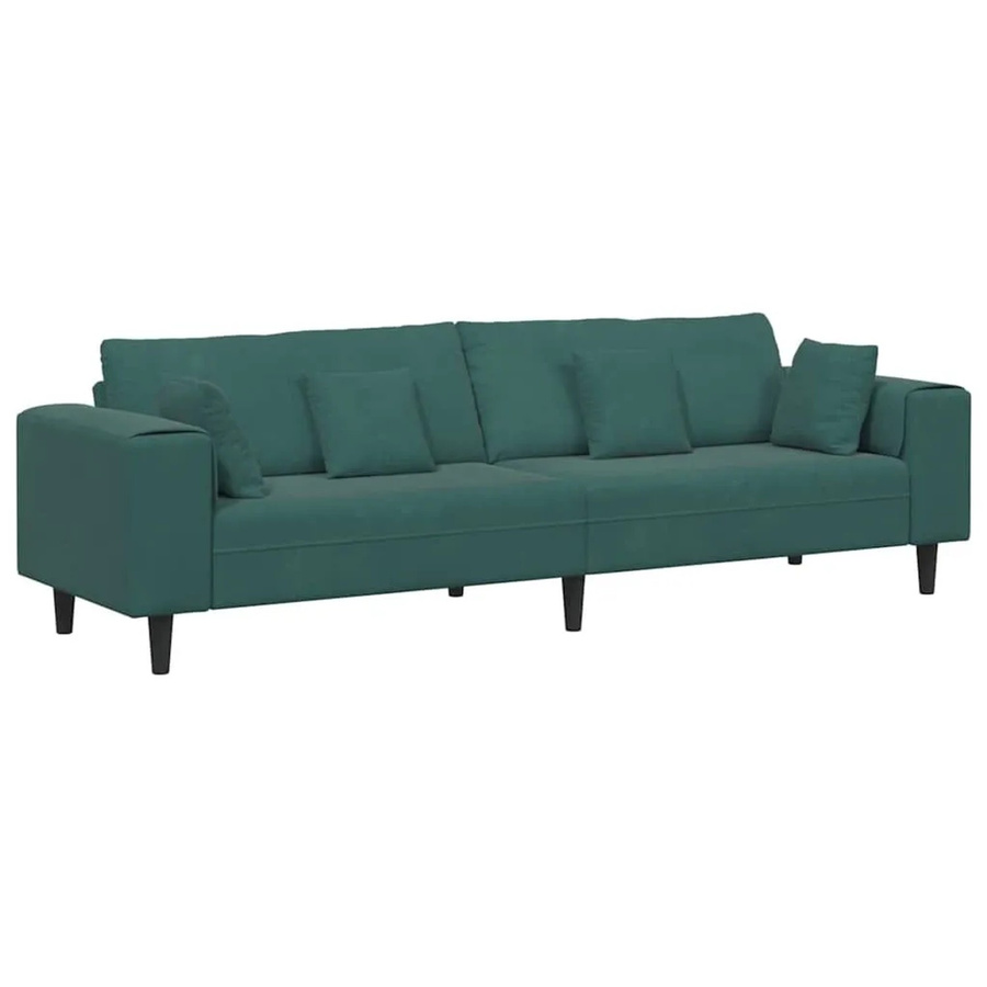 vidaXL Sofa mit Kissen in Dunkelgrün aus Samt, B/T/H: 250 x 77 x 76 cm - Bild 2