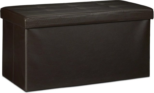 Relaxdays Sitzbank aus Kunstleder in Braun mit Stauraum, faltbar, B/T/H: 76 x 38 x 38 cm - Bild 1