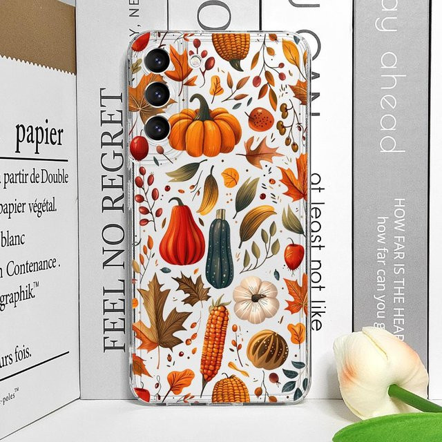 Handyhülle mit Herbst-Design Ahornblatt Kürbis Pilz für Samsung Galaxy A55 A54 A53 A35 A25 A16 A15 A14 A13 A07 5G in Transparent Multicolour - Bild 1