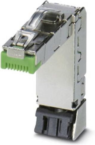 Phoenix Contact RJ45-Steckverbinder CUC-IND-C1ZNI-T/R4IP8 1421128, gewinkelter Ethernet/LAN Stecker mit 8 Polen in Silber - Bild 1