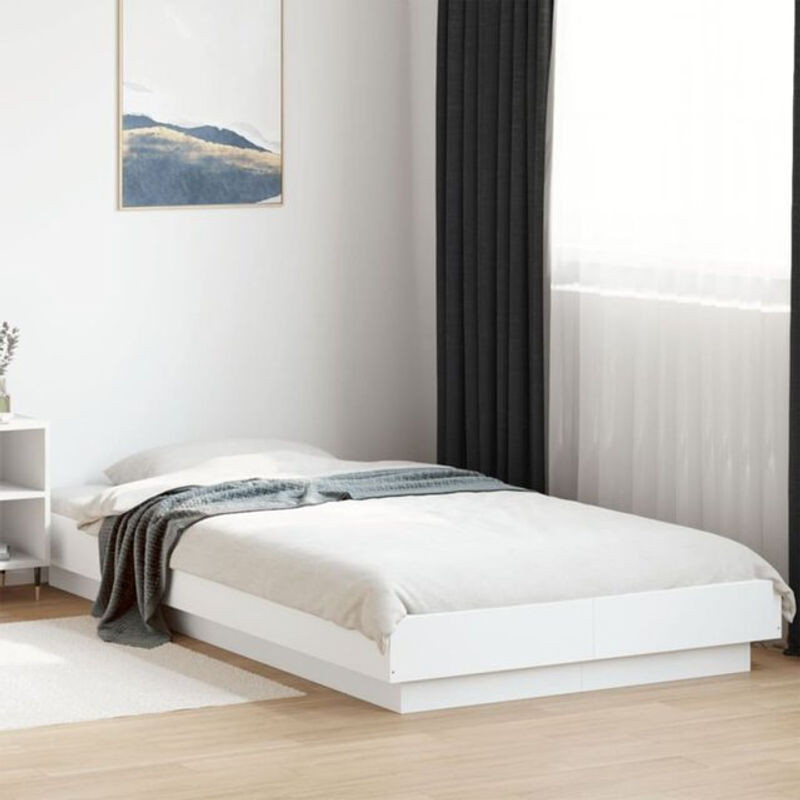 Modernes Einzelbett Vidaxl aus Holzwerkstoff mit LED in Weiß, B/L: 75 x 190 cm - Bild 1