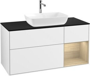 V&B Waschtischunterschrank Finion in Weiß lackiert mit Eichenregal, Breite: 120 cm, Tiefe: 50,1 cm, Höhe: 50,1 cm - Bild 1