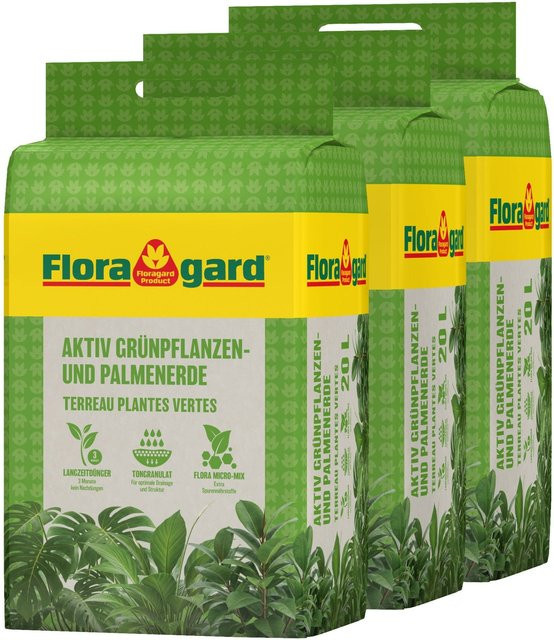 Floragard Aktiv Grünpflanzen- und Palmenerde, 3 x 20 l - Bild 1