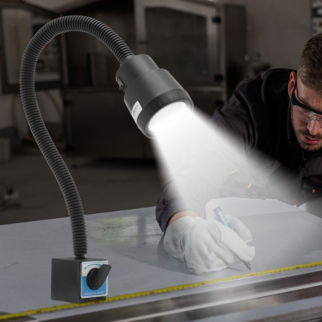 Verstellbare LED CNC Werkstatt-Arbeitslampe mit Magnetfuß in Schwarz für Industrie und Maschinenwerkzeuge - Bild 1