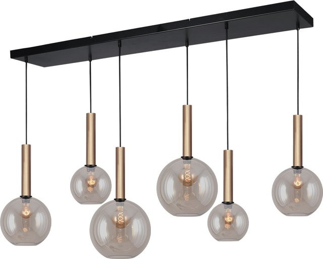 Masterlight Bella 2 Pendelleuchte 6-flammig in Gold mit Glas in Fumé und Gold matt - Bild 1