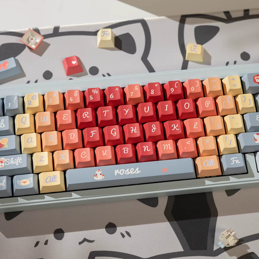 Venit Keys Rose Tastenkappen Set mit Kirschprofil aus PBT für mechanische MX-Tastaturen, Mehrfarbig - Bild 2