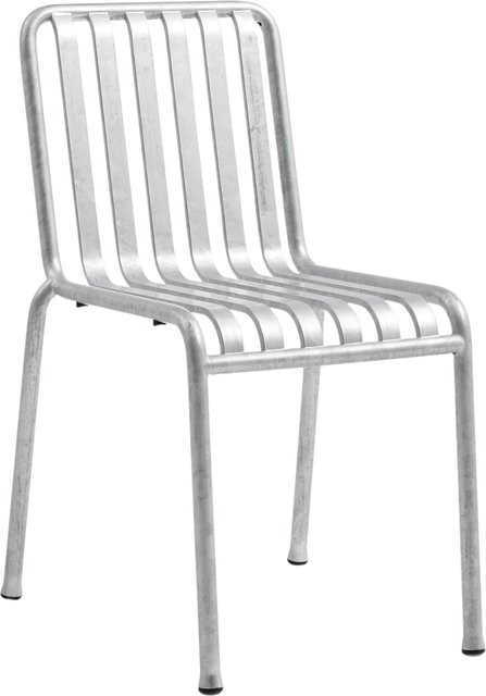 HAY Palissade Chair aus Stahl in Silber mit Streifenoptik und Stapelfunktion - Bild 1