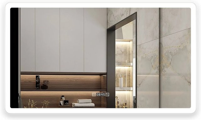 Aica Sanitär Badspiegel mit LED Beleuchtung und Uhr, dimmbar mit Memory Touch, B: 160 cm, H: 80 cm - Bild 1