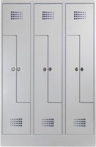 STIER Z-Garderobenspind Premium mit Sockel, 6 Abteile, Drehriegel, Lichtgrau - Bild 1