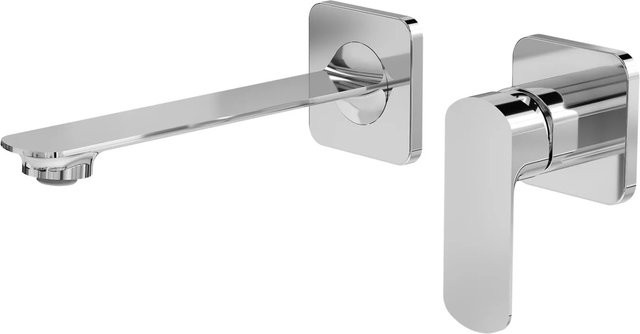 Emke Wand Waschtischarmatur inklusive Grundkörper, verchromte Einhebelmischbatterie für das Waschbecken, B/H/T: 23,3 x 11,0 x 12,7 cm - Bild 1