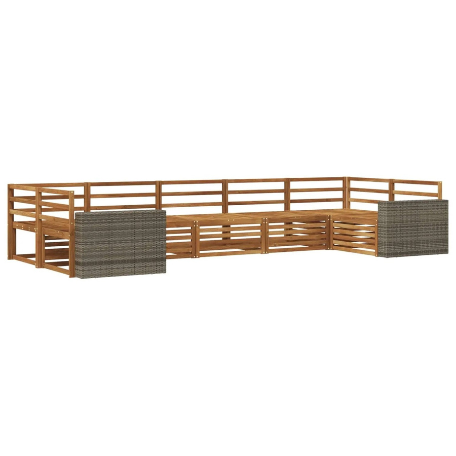 vidaXL Outdoor-Sofagarnitur aus Akazienholz in Braun, 7-teiliges Set mit Polstersofas und Mittelsesseln - Bild 1