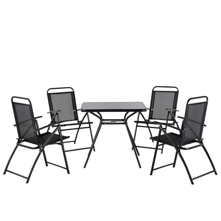 Beliani Gartentisch Set Schwarz aus Stahl und Glas B/T/H: 80 x 80 x 90 cm - Bild 2
