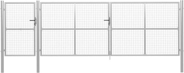 vidaXL Gartentor aus Stahl in Silber, Doppelstor, B: 500 cm, H: 150 cm - Bild 1