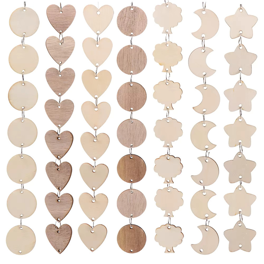 50 Stück Holz-Kreisscheiben mit Loch für DIY-Dekoration und Kunsthandwerk - Bild 2