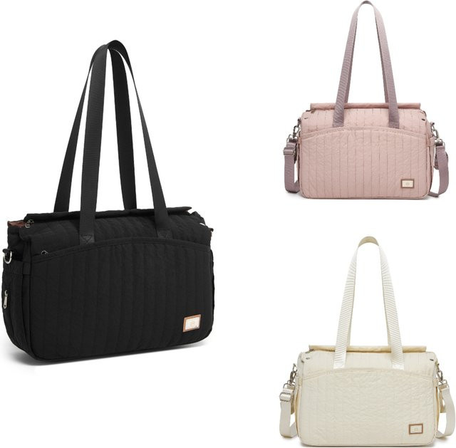 Miss Lulu Wickeltasche mit isolierten Flaschenfächern, Nass-Trocken-Trennung und Kinderwagen-Gurten in Pink oder Schwarz - Bild 1