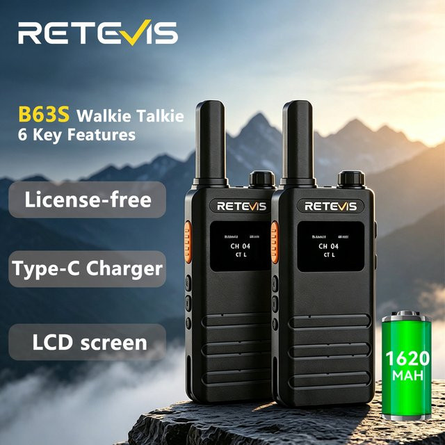 Retevis B63S Walkie-Talkie Set 3. Generation RT622 mit LCD-Bildschirm, Schwarz, USB-C, 2 Stück - Bild 1