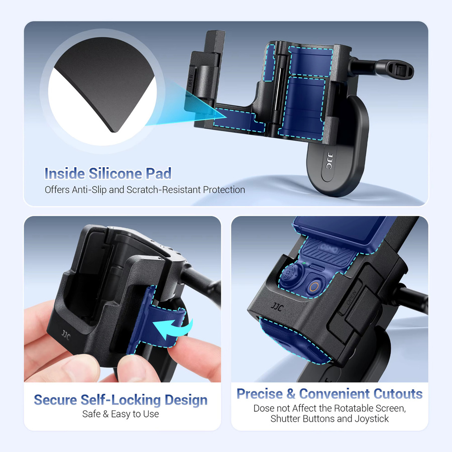 JJC Magnetische Halterung und Erweiterungsadapter für DJI Pocket 3 und Pocket 4 in Schwarz mit Cold Shoe-Anschluss für LED-Leuchten und Mikrofone - Bild 3