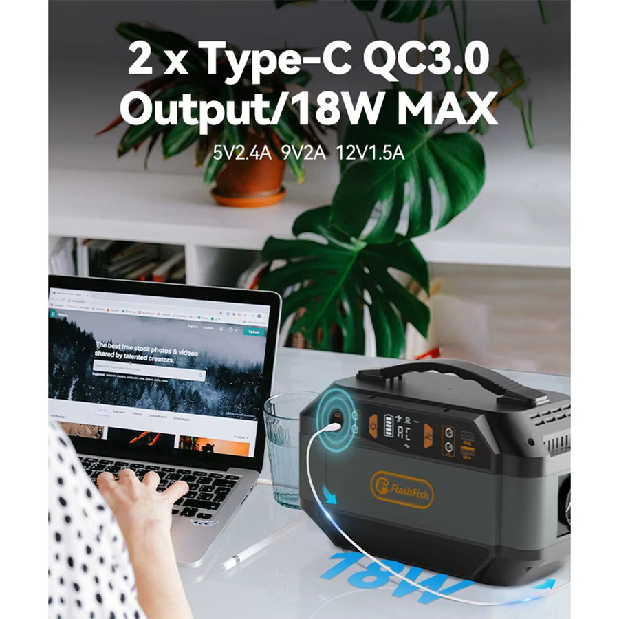 Flashfish P56 Tragbares Kraftwerk 288,6 Wh Akku Solargenerator mit 330 W AC-Ausgang und 600 W Spitze sowie 9 Ausgängen für Camping - Bild 3