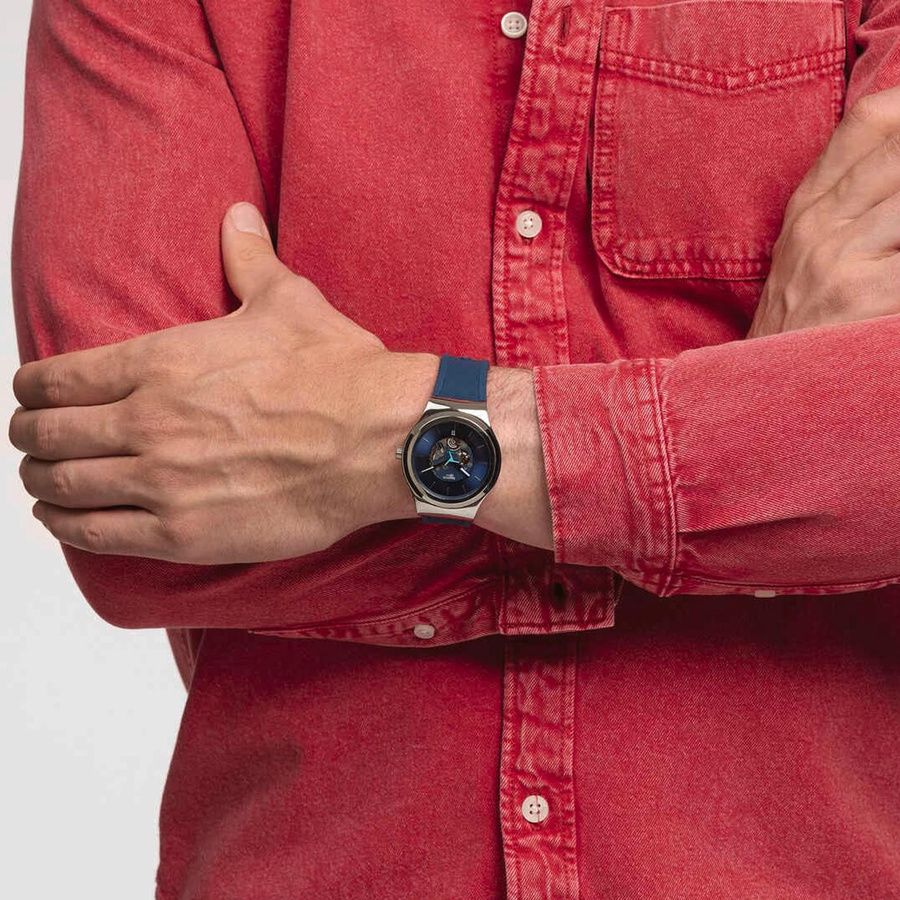 Swatch Armbanduhr Automatik, Edelstahlgehäuse, 42 mm, Kautschukarmband, Herren - Bild 2