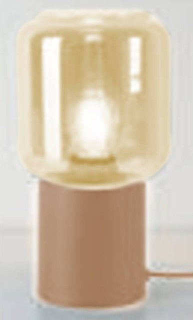NOLO Tischleuchte Tube E27 aus Metall und Glas in Braun und Beige mit transparentem Zylinder - Bild 1