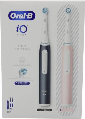 Oral-B iO Series 3 Elektrische Zahnbürste Doppelpack, Schwarz und Rosa - Bild 1