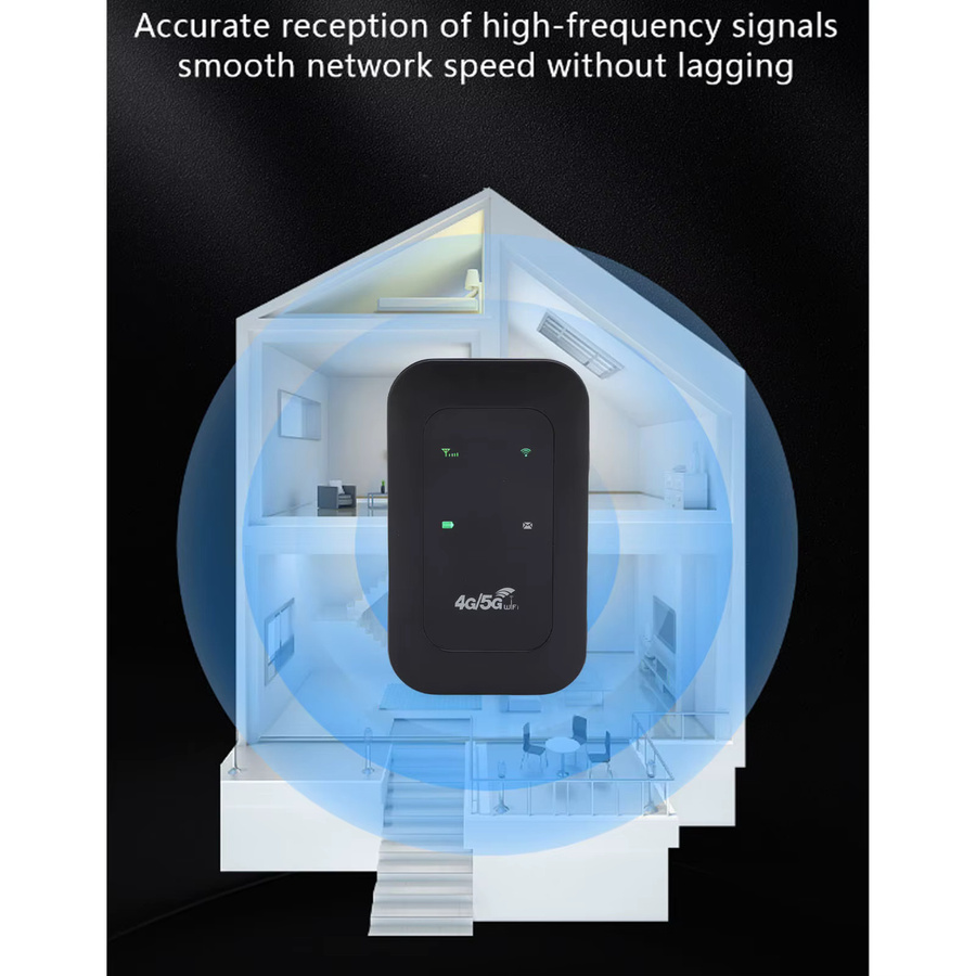 KKMOON Mobiler 4G-5G WLAN-Router mit 2100 mAh Akku, 300 Mbit/s und Unterstützung für bis zu 10 Geräte, Schwarz - Bild 3