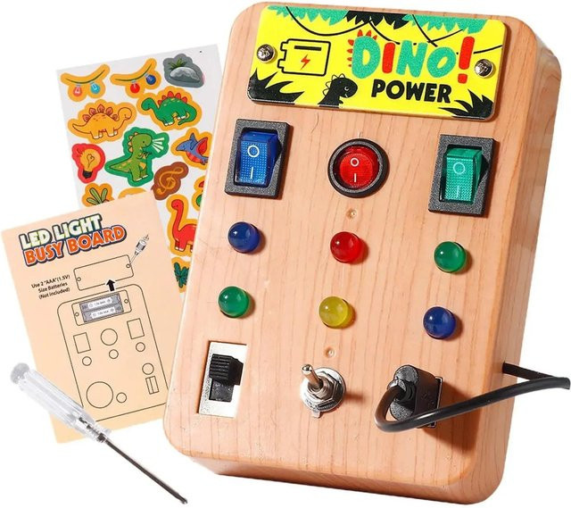 Yiran toy Montessori LED-Licht Busy Board Lernspielzeug ab 3 Jahren aus Holz - Bild 1