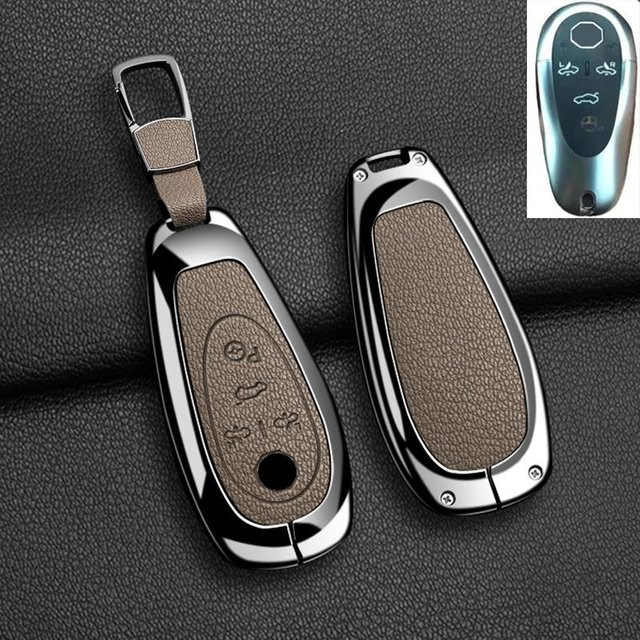 Schutzhülle für Morris Garages MG Cyberster Smart Key Fob aus Zinklegierung und echtem Leder in Braun von YTO automobile parts - Bild 1
