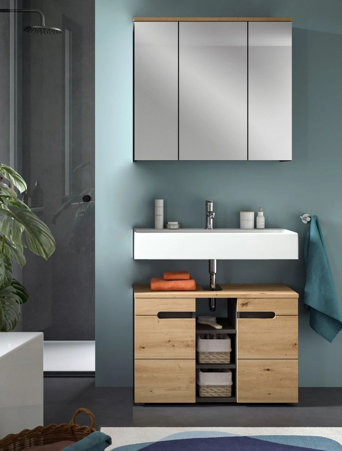 Inn.Furn Badezimmer Spiegelschrank Cooper in Eiche und Grau, Breite: 80 cm - Bild 2