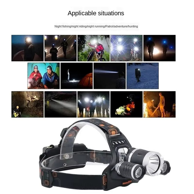 ESMARTER LED-Kopflampe mit COB-Technologie, wiederaufladbare Angler-Stirnlampe in Schwarz für Outdoor, Jagd und Camping - Bild 6