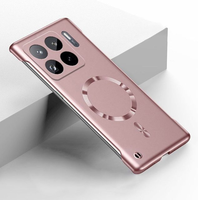 Magnetische Luxus Handyhülle mit Metallmalerei für Xiaomi 17 Pro Max 15T 15 Ultra 14T 14 13T 13 12 Pro, Rahmenlose harte PC Abdeckung in Gold und Pink - Bild 1