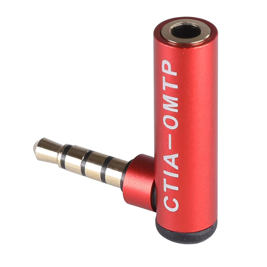 REXUS Stereo Adapter 3,5 mm Klinke 90 Grad Universal Aux Stecker auf Buchse OMTP zu CTIA Kopfhörer Konverter in Rot - Bild 2