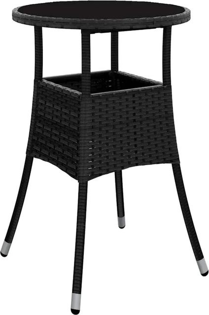 Furnicato Gartentisch aus Poly Rattan und Hartglas in Schwarz, Durchmesser: 60 cm, Höhe: 75 cm - Bild 1