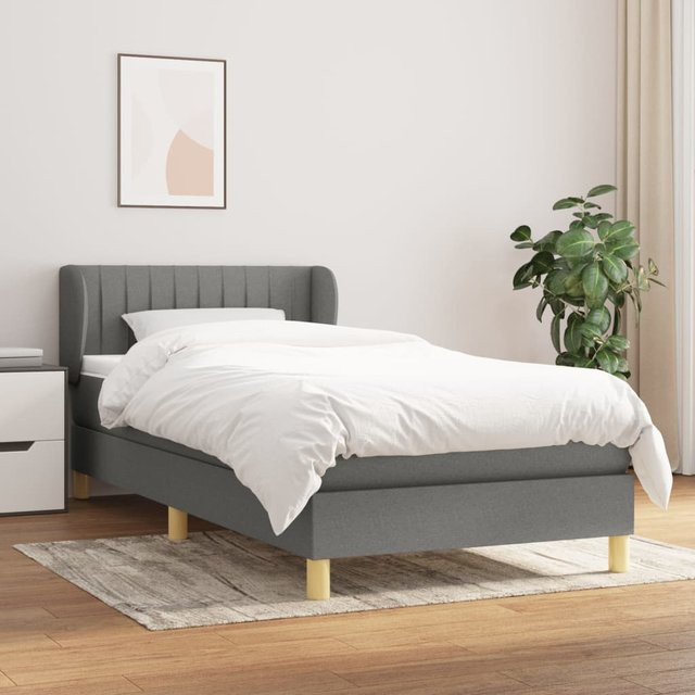 vidaXL Boxspringbett mit Matratze Hybrid-Design aus Lärche und Stoff, Dunkelgrau, B/T/H: 80 x 200 x 88 cm - Bild 2