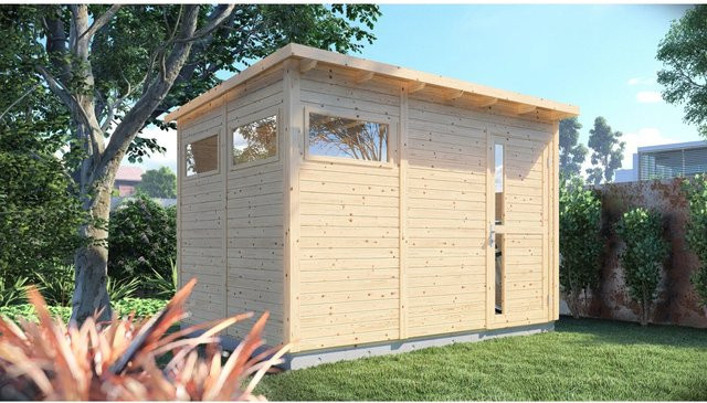 Bertilo Gartenhaus Pentus 3 in Natur mit modernem Design und Elementbauweise aus Holz, B/T: 337 x 234 cm - Bild 1