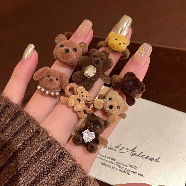 imixlot Ring, brauner Bär, Damen, bunt, ohne Stein - Bild 1