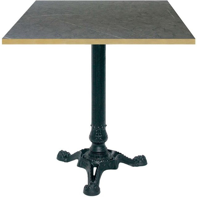 RestooTab Bistrotisch quadratisch in Schwarz und Dunkelgrau mit Messingkanten und schwarzem Gestell, B/T/H: 70 x 70 x 75 cm - Bild 1