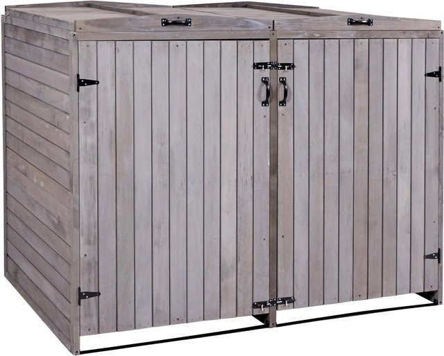 Proregal XL Mülltonnenverkleidung aus Tannenholz für 2 Mülltonnen, Anthrazit-Grau, H x B x T: 126 x 158 x 98 cm - Bild 1