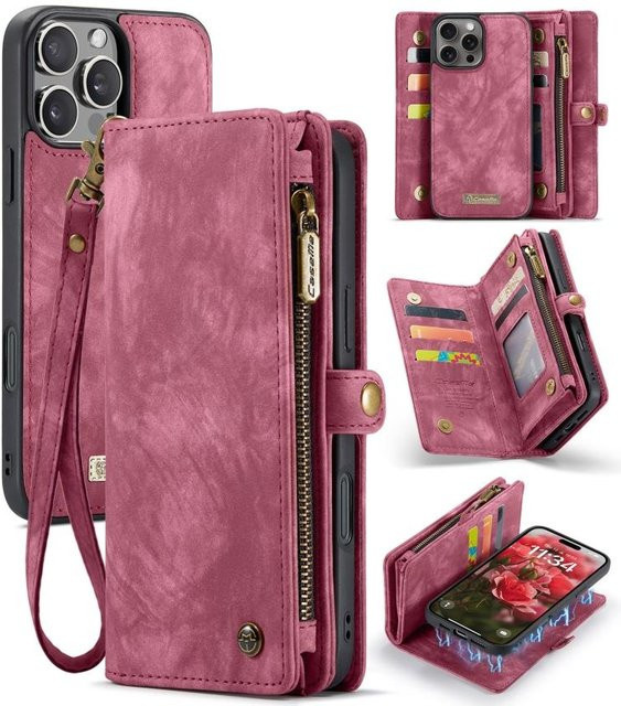 CaseMe 008 Abnehmbare Multifunktionale Leder Handyhülle für iPhone 16 Pro Max in Rot - Bild 1