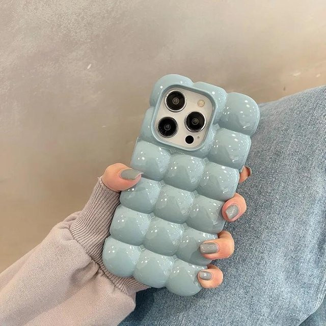 Stoßfeste Silikon Handyhülle im 3D Block Gitter Design für Apple iPhone 12 in Blau - Bild 1