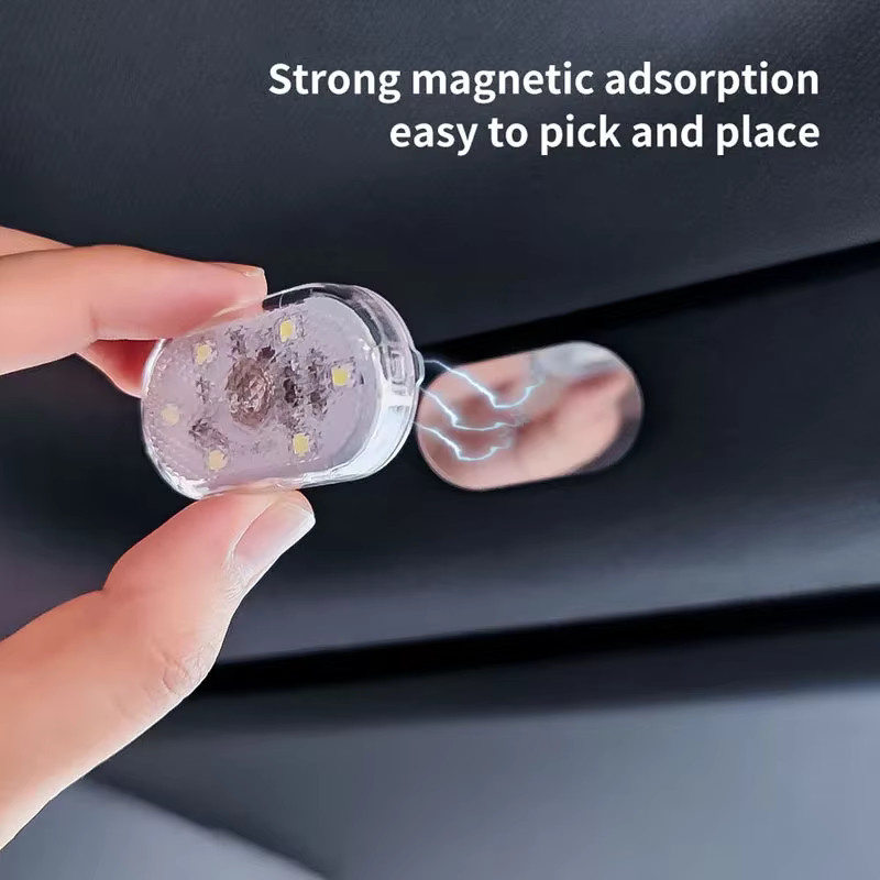 Tragbare LED Auto Mini Nachtlampe mit Touch-Funktion, Magnetische USB-Ladefunktion, Weiß - Bild 2