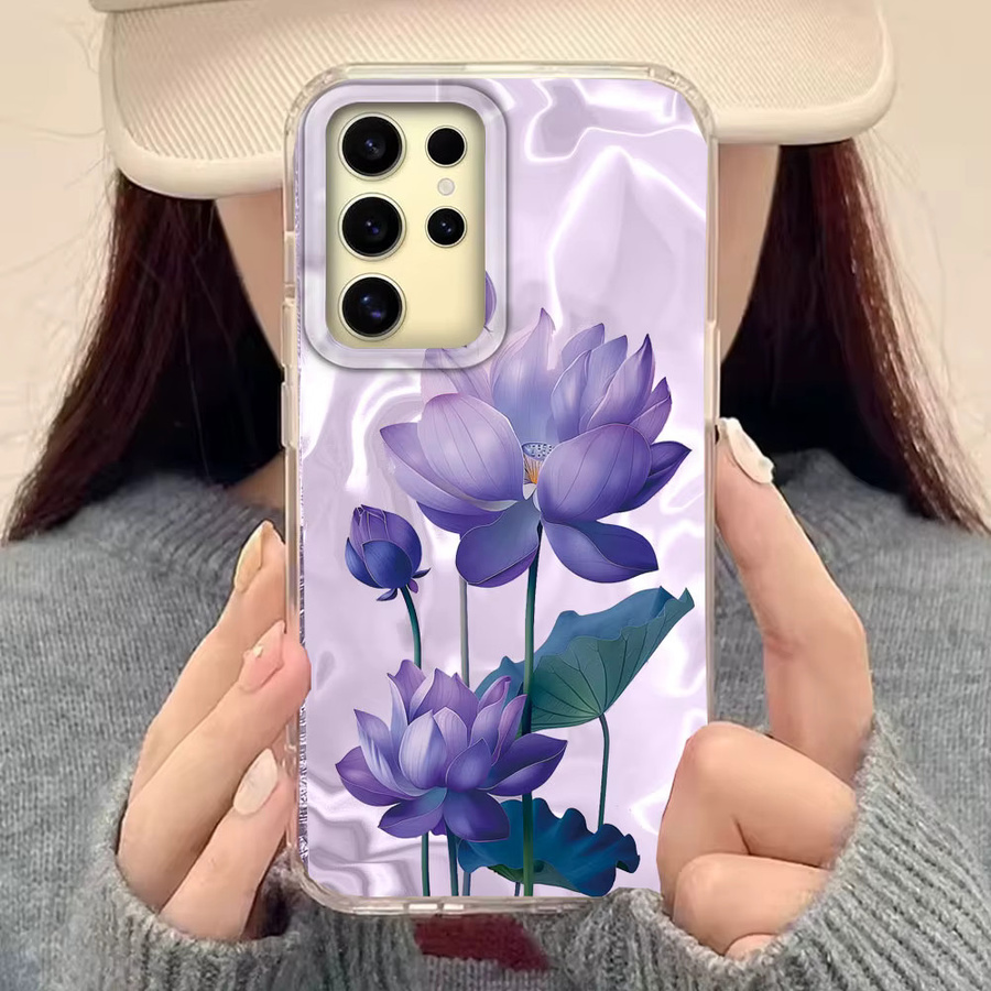 INS Lotus Floral Schutzhülle aus TPU für Samsung Galaxy S24 S23 S22 S25 S21 Plus S20 FE Ultra in Bunt und Lila - Bild 2