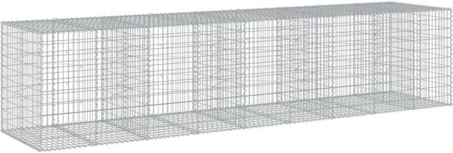 vidaXL Gabione mit Deckel aus verzinktem Eisen in Silber, B/T/H: 450 x 100 x 100 cm - Bild 1